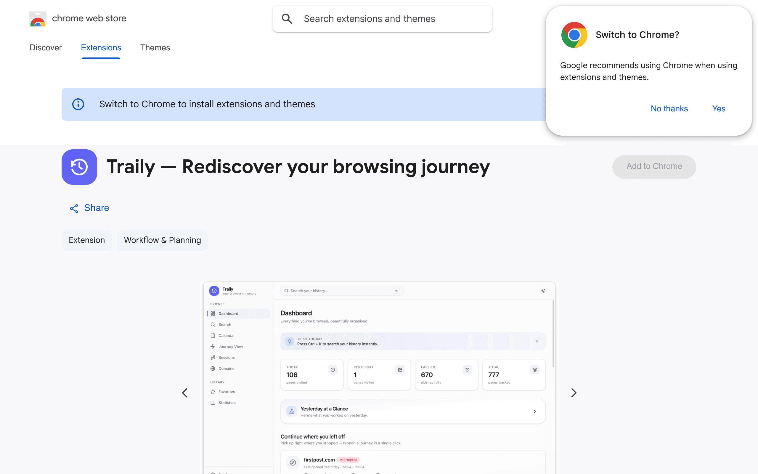 Traily website preview