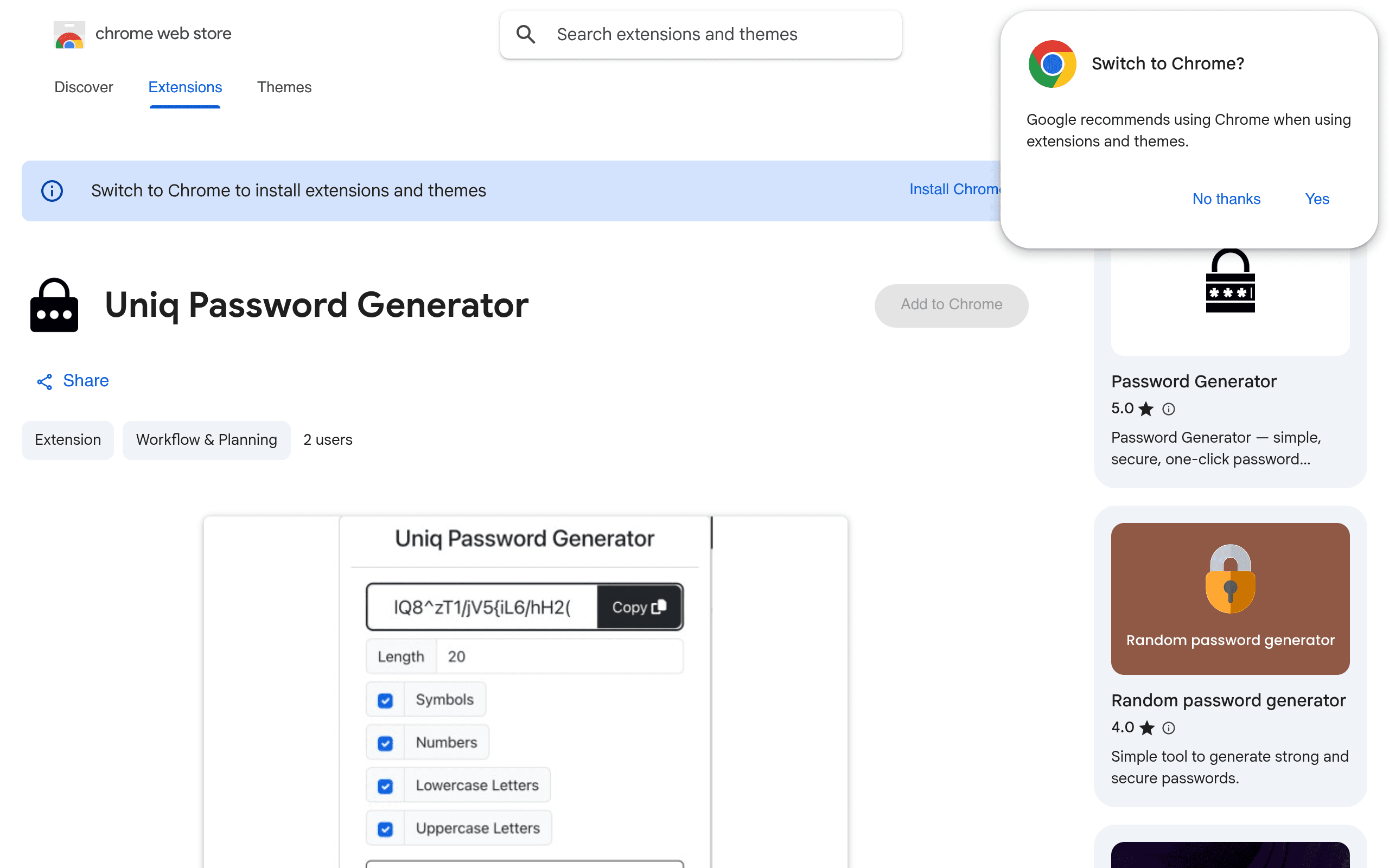Uniq Password Generator website preview